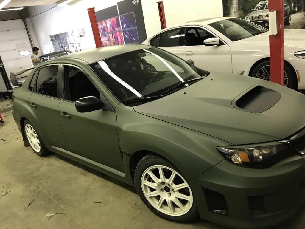 Matte Military Green Subaru STI