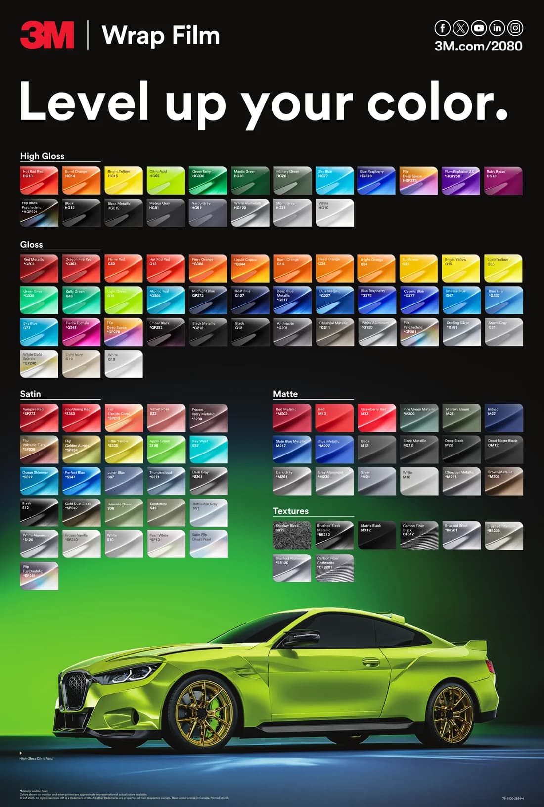 3M Wrap Film Series 2080 colour catalogue preview