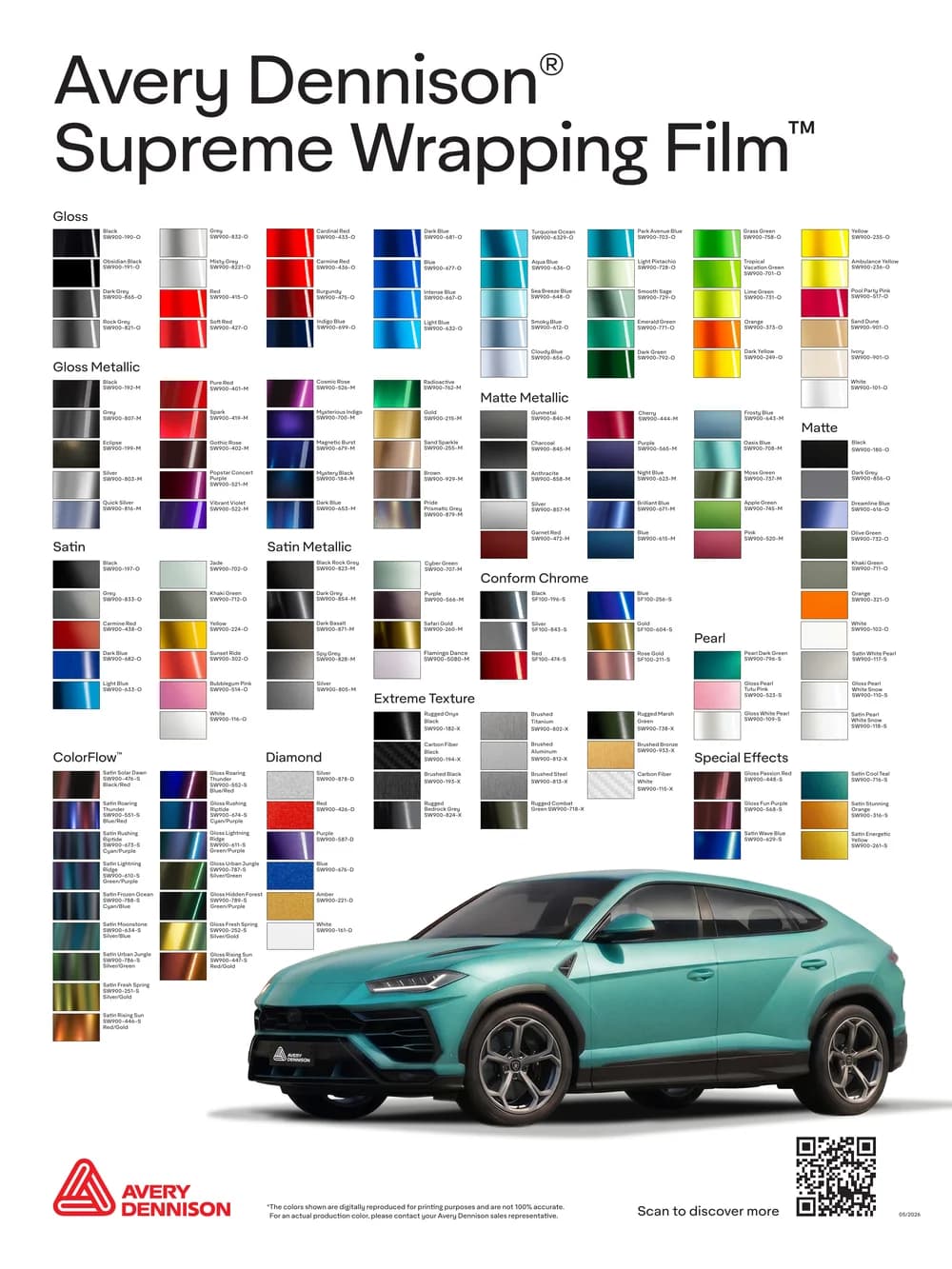 Avery Dennison Supreme Wrapping Film (SW900) colour catalogue preview