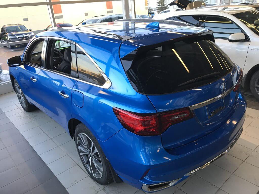Full blue wrap on Acura MDX