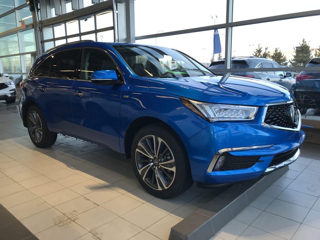 Full blue wrap on Acura MDX